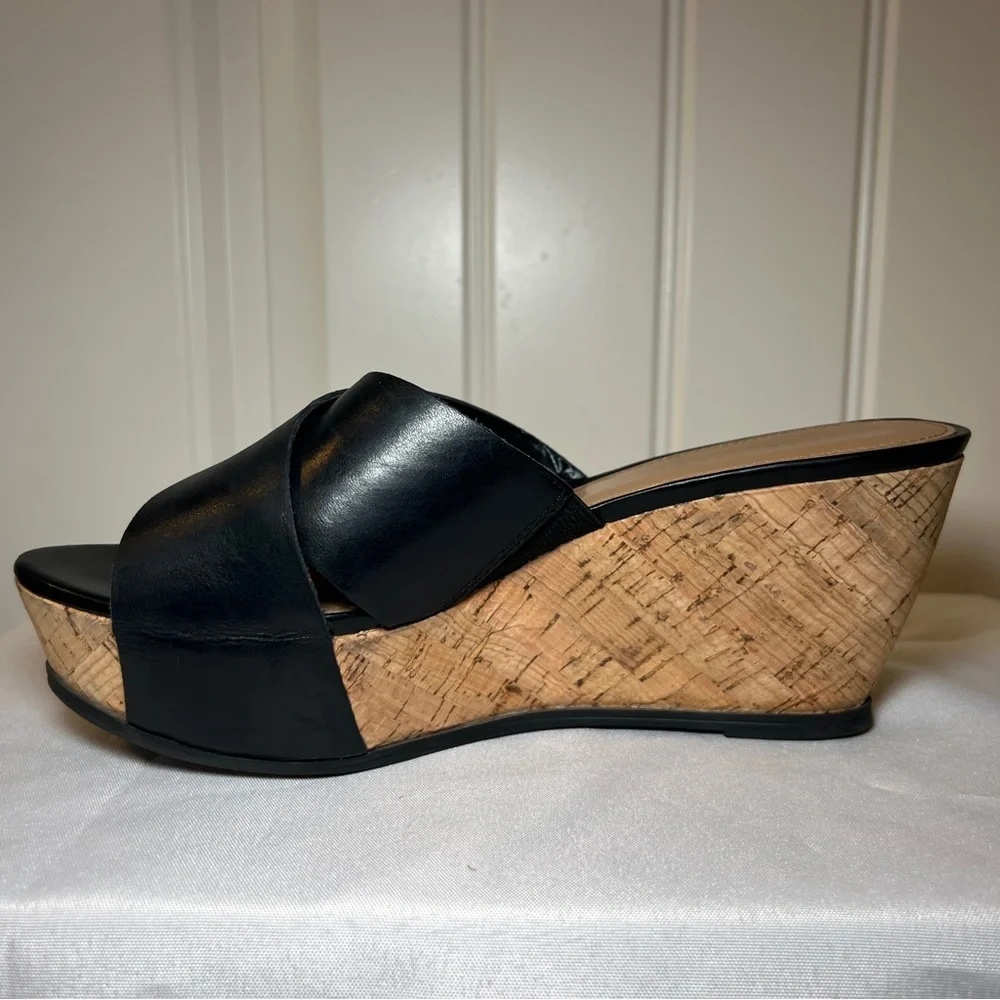 Franco Sarto‎ Women’s Black and Tan Wedge Platform Sandals Size 8M